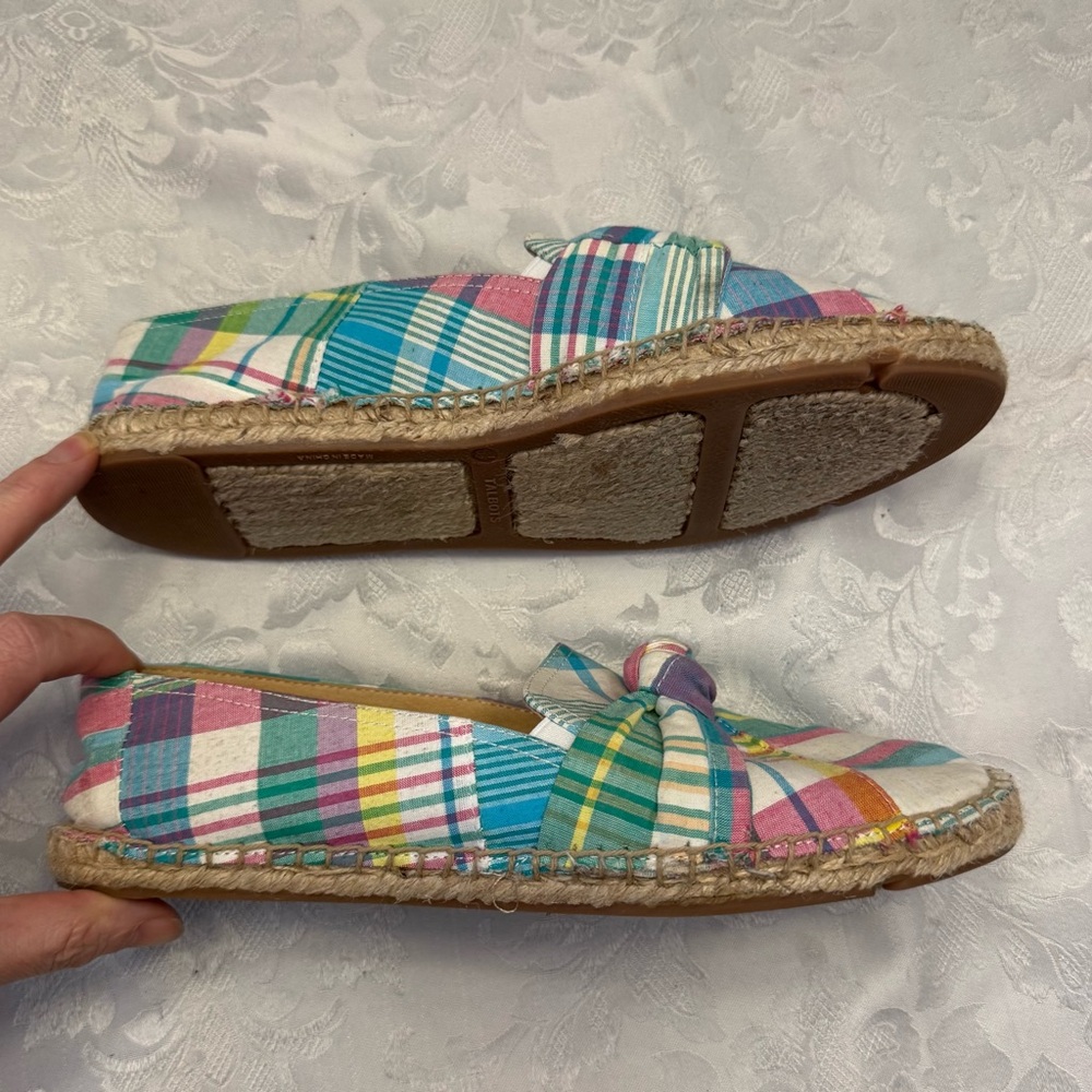 Talbots 8.5M Izzy Knot Detail Espadrilles Patchwork Comfort Chic Flats Preppy - Picture 11 of 12